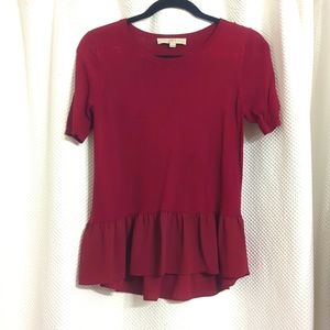 Ann Taylor Loft peplum Brandy colored tee shirt